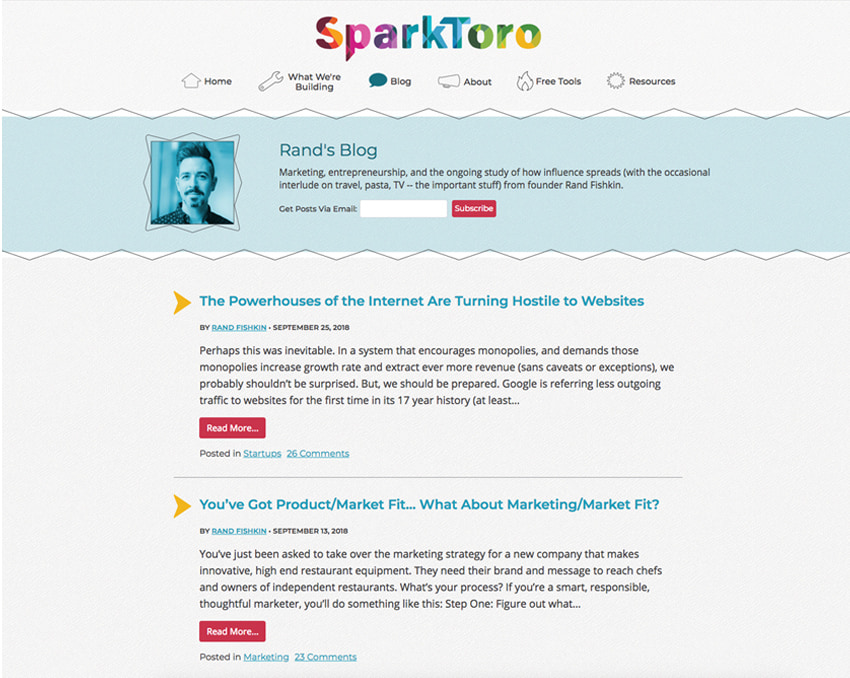 Sparktoro-Blog page